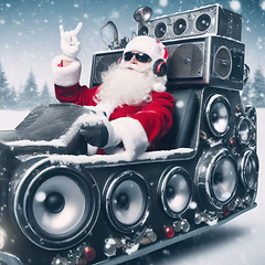 Image showing santa with a massive sound system 