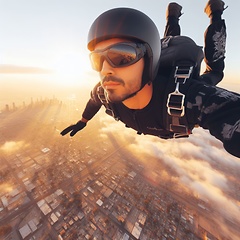 Image showing close up selfie of person skydiving