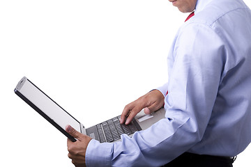 Image showing working his laptop