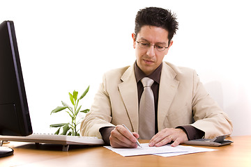 Image showing businessman working at his office