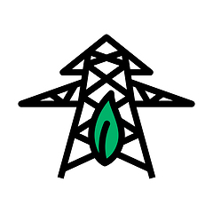 Image showing Electric Tower With Leaf Icon