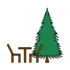 Image showing Icon Of Park Seat And Pine Tre