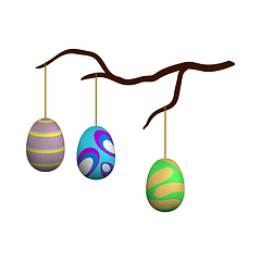 Image showing Easter Eggs Hanged On Tree Branch Icon