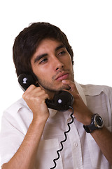 Image showing Talking on the telephone