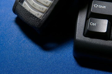 Image showing Phone And Computer Keyboard Detail