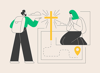 Image showing Christian pilgrimages abstract concept vector illustration.