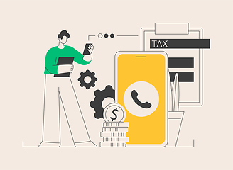 Image showing Phone tax filing abstract concept vector illustration.