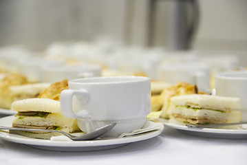 Image showing Coffee and sandwich