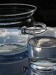 Image showing Glass pot and glass with water