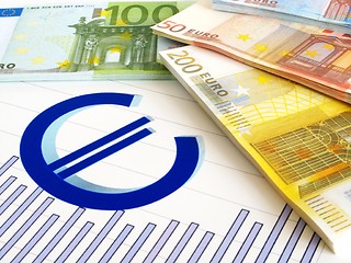 Image showing EURO money and graph - business report