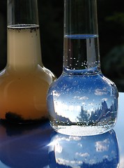 Image showing Carafe of clean and dirty water