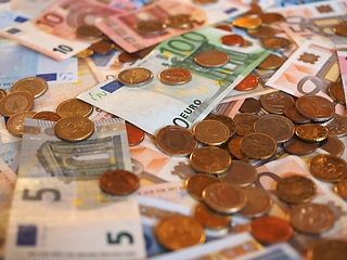 Image showing Euro (EUR) notes and coins, European Union (EU)