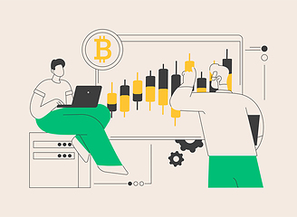 Image showing Cryptocurrency trading desk abstract concept vector illustration.