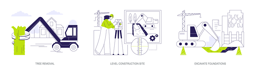 Image showing Excavation works at construction site abstract concept vector illustrations.