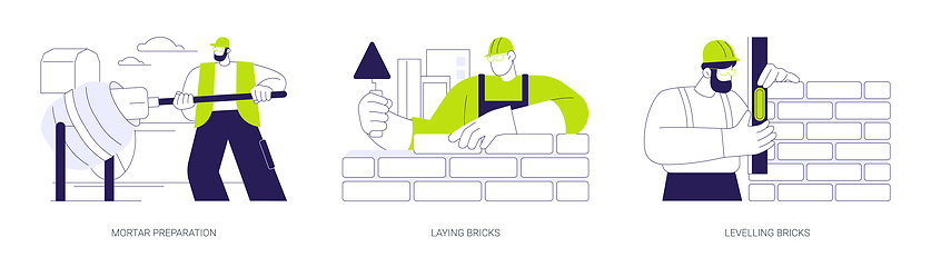 Image showing Masonry in private house building abstract concept vector illustrations.