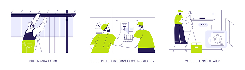 Image showing Exterior utilities in residential construction abstract concept vector illustrations.