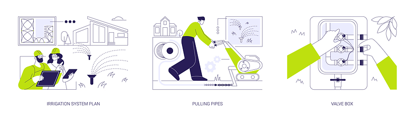 Image showing Irrigation system installation abstract concept vector illustrations.