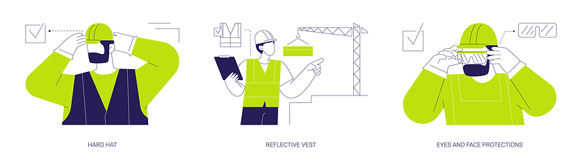Image showing Personal safety gear at construction site abstract concept vector illustrations.