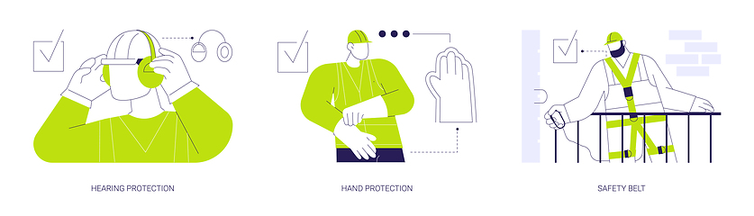 Image showing Personal protective equipment at construction site abstract concept vector illustrations.