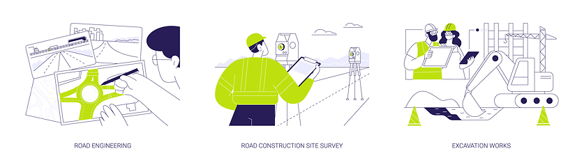 Image showing Road construction process abstract concept vector illustrations.