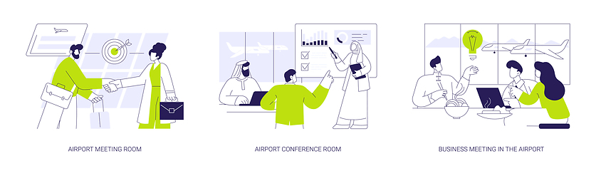 Image showing Business meeting in the airport abstract concept vector illustrations.
