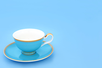 Image showing Blue and Gold Bone China Tea Cup  