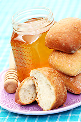 Image showing buns and honey