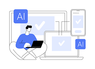 Image showing AI-Ensured Multi-Channel Customer Engagement abstract concept vector illustration.