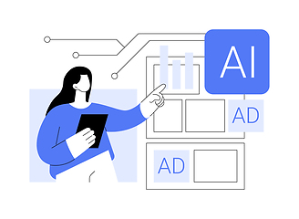 Image showing A-B Testing and AI-Refined Marketing abstract concept vector illustration.