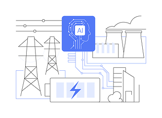 Image showing AI-Enhanced Energy Grid Management abstract concept vector illustration.