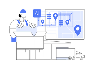 Image showing AI-Enhanced Supply Chain Optimization abstract concept vector illustration.