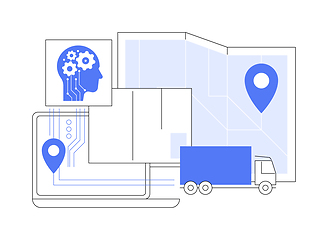 Image showing AI-Backed Shipping and Delivery Optimization abstract concept vector illustration.