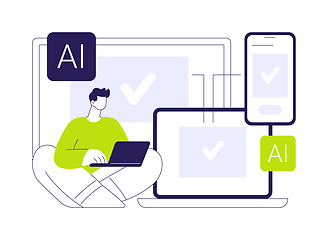 Image showing AI-Ensured Multi-Channel Customer Engagement abstract concept vector illustration.