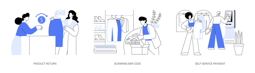 Image showing At the check-out counter isolated cartoon vector illustrations se