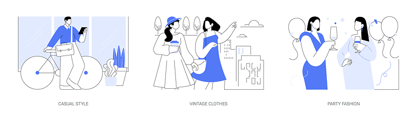 Image showing Fashion lovers isolated cartoon vector illustrations se