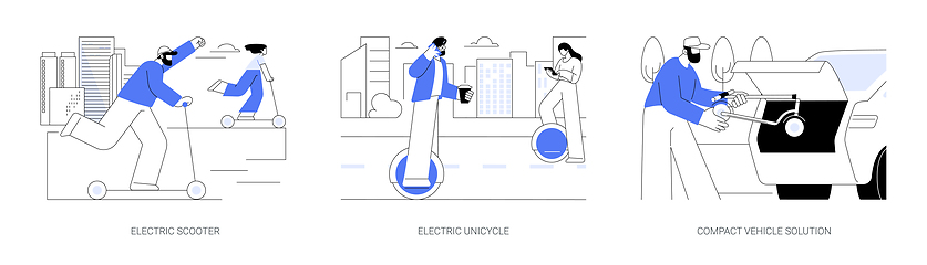 Image showing Electric urban vehicles isolated cartoon vector illustrations se