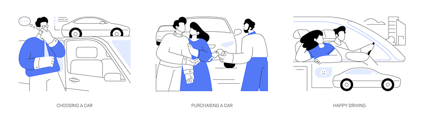 Image showing Buying a car isolated cartoon vector illustrations se