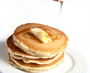 Image showing Pancakes with butter and syrup