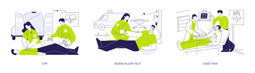 Image showing First aid in emergency situations abstract concept vector illustrations.