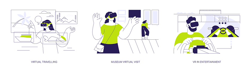 Image showing Virtual reality and leisure time abstract concept vector illustrations.