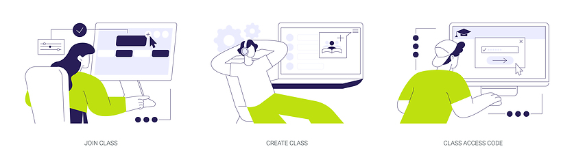 Image showing Online teaching features abstract concept vector illustrations.