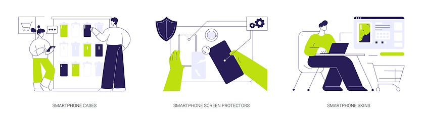 Image showing Smartphone protection accessories abstract concept vector illustrations.