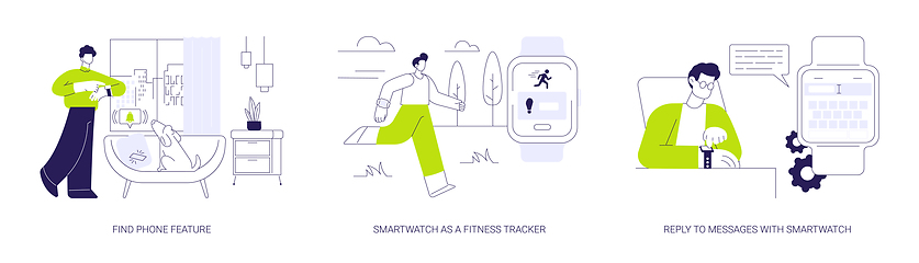 Image showing Smartwatch features abstract concept vector illustrations.