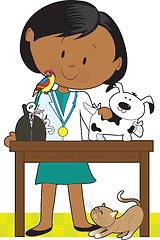 Image showing Black Woman Vet and Pets