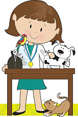 Image showing Woman Vet and Pets