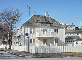 Image showing Urban, house and street with vintage architecture in quiet, calm and relax neighborhood or residential area in downtown London. Home, property and investment in town for family and holiday time.