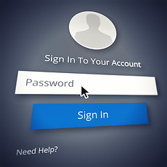 Image showing Website, login and password on internet, subscription and account membership for data or call to action. Closeup, registration and sign in with cursor and contact details or information for ecommerce