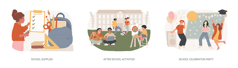 Image showing School year isolated concept vector illustration set.