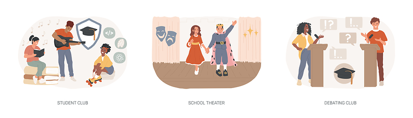 Image showing After-school activity isolated concept vector illustration set.