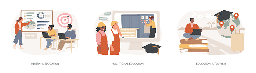 Image showing Professional learning isolated concept vector illustration set.